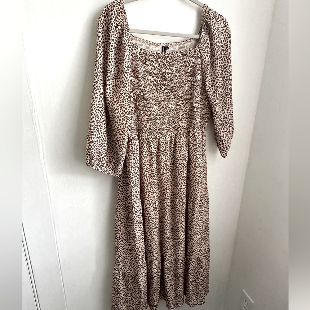 Leopard pattern midi dress XL